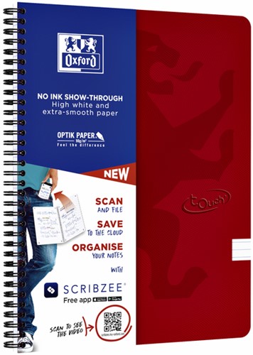 Spiraalblok Oxford Touch A4 lijn 140 pagina's 80gr rood-2