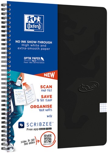 Spiraalblok Oxford Touch A4 ruit 5x5mm 140 pagina's 80gr zwart-3