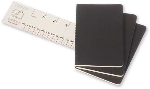 Schrift Moleskine 90x140mm blanco 240 pagina's 70gr zwart set à 3 stuks-2