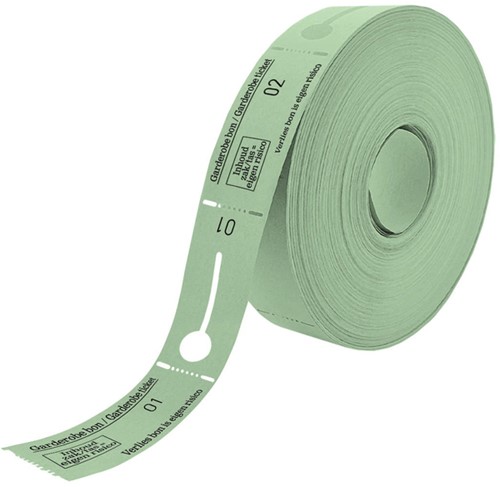Garderobebonnen Combicraft nummering  1 t/m 500 groen 500 stuks