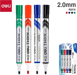 Deli THINK whitebordmarker met ronde punt assorti - set à 4