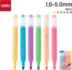 Deli Macaron markeerstift met beitelpunt, set à 6 kleuren