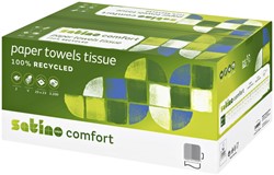 Handdoek Satino PT3 Comfort v-vouw 2-laags 250x230mm 20x160 vel wit 277190