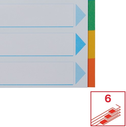 Tabbladen Esselte Standaard A4 6-delig karton 11-rings met voorblad assorti-7