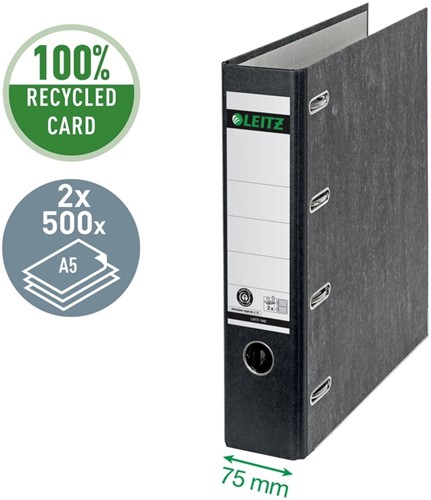 Ordner Leitz 1092 giro-bank met dubbele mechaniek 75mm karton A4 zwart-2