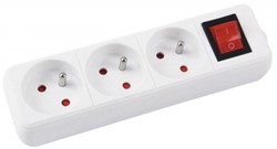 Verlengsnoeren, 3-voudig, 3m, schakelaar, wit