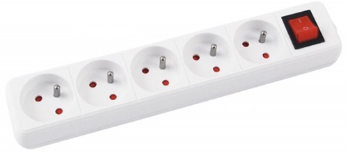 Verlengsnoeren, 5-voudig, 3m, schakelaar, wit