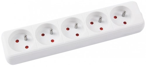 Verlengsnoeren, 5-voudig, 5m, wit