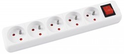 Verlengsnoeren, 5-voudig, 5m, schakelaar, wit