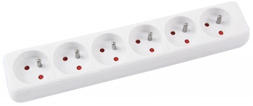 Verlengsnoeren, 6-voudig, 1,5m, wit