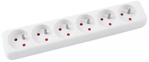 Verlengsnoeren, 6-voudig, 5m, wit