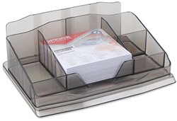 Kunststof bureau-organizer, zwart transparant