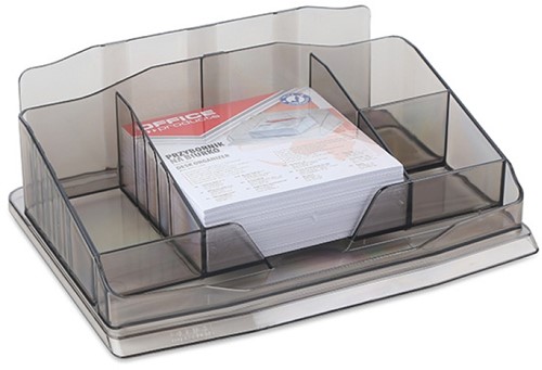 Kunststof bureau-organizer, zwart transparant