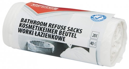 Afvalzak wit 20 liter, badkamer, rol à 40 stuks