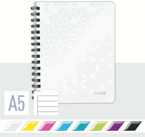 Notitieboek Leitz WOW A5 lijn spiraal PP wit-4