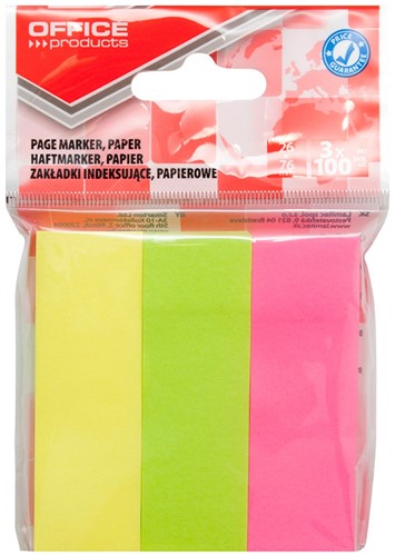 Indextabs 26mmx76 mm, papier, 3x100 neon kleuren