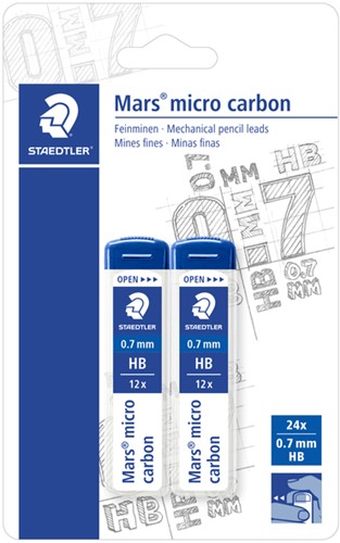 Potloodstift Staedtler Mars Carbon Micro 0.7mm HB blister 2 stuks