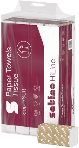 Handdoek Satino PT2 HiLine w-vouw 2-laags 206x320mm 25x120 vel wit 276600