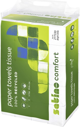 Handdoek Satino PT2 Comfort z-vouw 2-laags 206x240mm 25x150 vel wit 277330