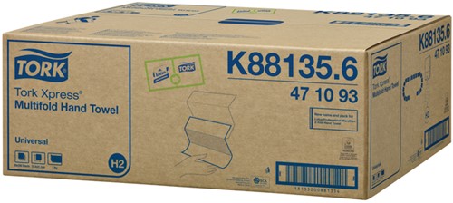 Handdoek Tork H2 Xpress Universal multifold 1-laags 213x234mm 20x250 vel wit 471093-2