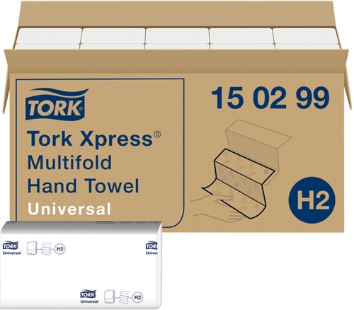 Handdoek Tork H2 Xpress Universal multifold 2-laags 213x234mm 20x237 vel wit 150299