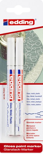 Paintmarker edding 780 op oliebasis 0.8mm wit blister à 2 stuks