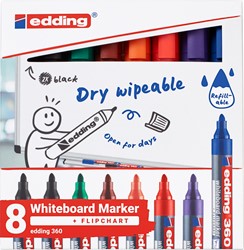 Whiteboardmarker edding 360 rond 1.5-3mm assorti 8 stuks