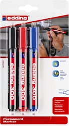 Permanent marker edding 300, rond, 1.5-3mm, assorti, blister à 3 stuks