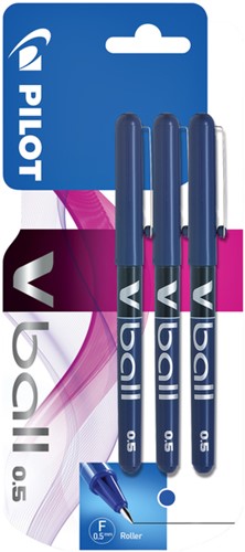 Rollerpen PILOT V-Ball 05 fijn blauw blister à 3 stuks