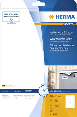 Etiket HERMA 4866 210x297mm weerbestendig wit 10stuks-3