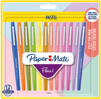 Fineliner Paper Mate Flair Pastel blister à 12 kleuren
