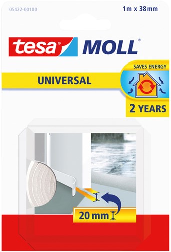 Tochtstrips tesamoll® Universal Zelfklevend tbv deur 1mx38mm wit