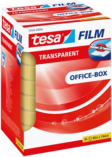 Plakband tesafilm®, 66mx19mm, Transparant, 8 rollen