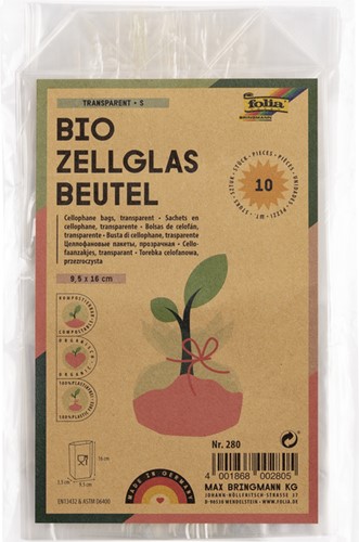Cellofaanzak Folia 95x160mm 10 stuks transparant