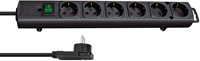 Stekkerdoos Brennenstuhl Comfort Plus 6vdig incl platte stekker 2m zw