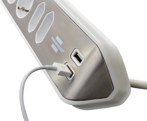 Stekkerdoos Brennenstuhl bureau Estilo 4vdig incl 2 USB 2m wit/zilver-7