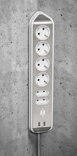 Stekkerdoos Brennenstuhl bureau Estilo 6vdig incl 2 USB 2m wit/zilver-4