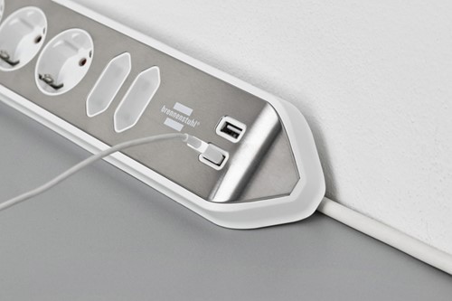 Stekkerdoos Brennenstuhl bureau Estilo 6vdig incl 2 USB 2m wit/zilver-5
