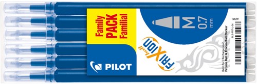 Rollerpenvulling PILOT friXion, medium, blauw, set à 6 stuks