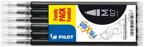 Rollerpenvulling PILOT friXion, medium, zwart, set à 6 stuks