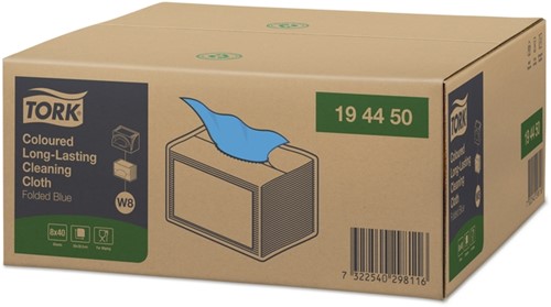 Reinigingsdoek Tork W8 Premium 1-laags 40 vel blauw 194450-2