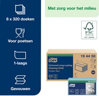 Reinigingsdoek Tork W8 Premium 1-laags 40 vel blauw 194450-3