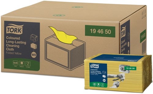 Reinigingsdoek Tork W8 Premium 1-laags 40 vel geel 194650-1