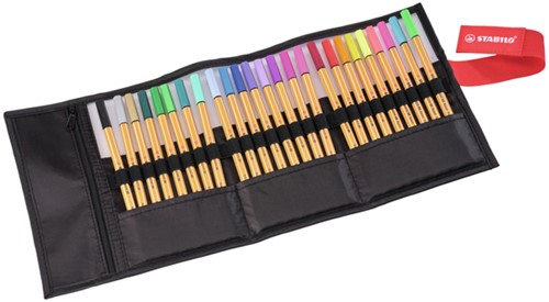 Fineliner STABILO point 88/25 Arty rollerset zwart fijn ass 25st-1