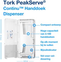 Handdoekdispenser Tork H5 Elevation PeakServe wit 552500-3
