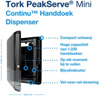 Handdoekdispenser Tork H5 Elevation PeakServe klein zwart 552558-3