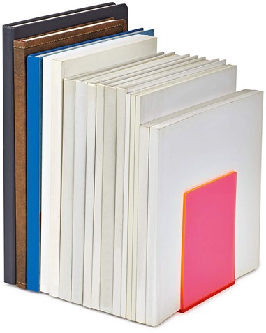 Boekensteun MAUL 10x10x13cm acryl set 2 neon rood transparant-1
