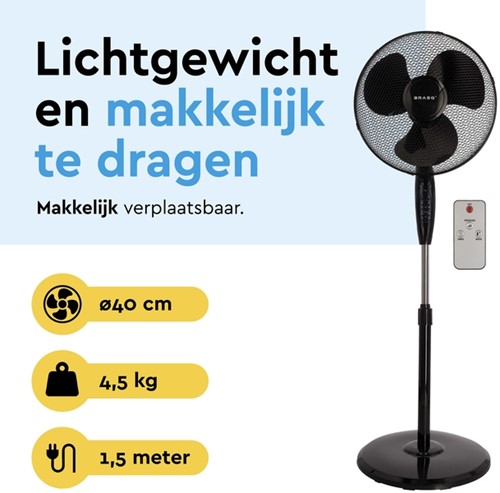 Statiefventilator BRASQ met remote Ø 40cm zwart-5