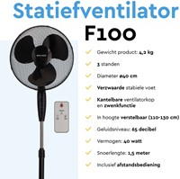 Statiefventilator BRASQ met remote Ø 40cm zwart-6