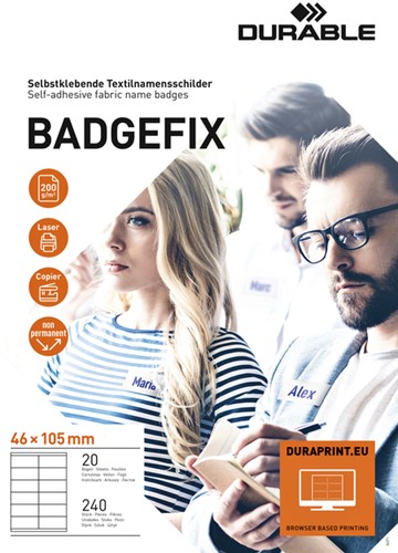 Naambadge etiket Durable 8363 46x105mm zelfklevend wit 240 stuks